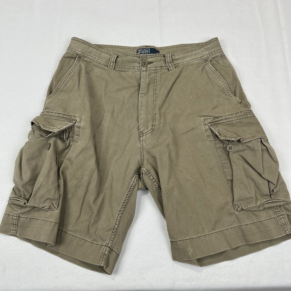 Polo Ralph Lauren Men's Green Classic Fit‎ Chino Fatigue Cargo Shorts Size 33